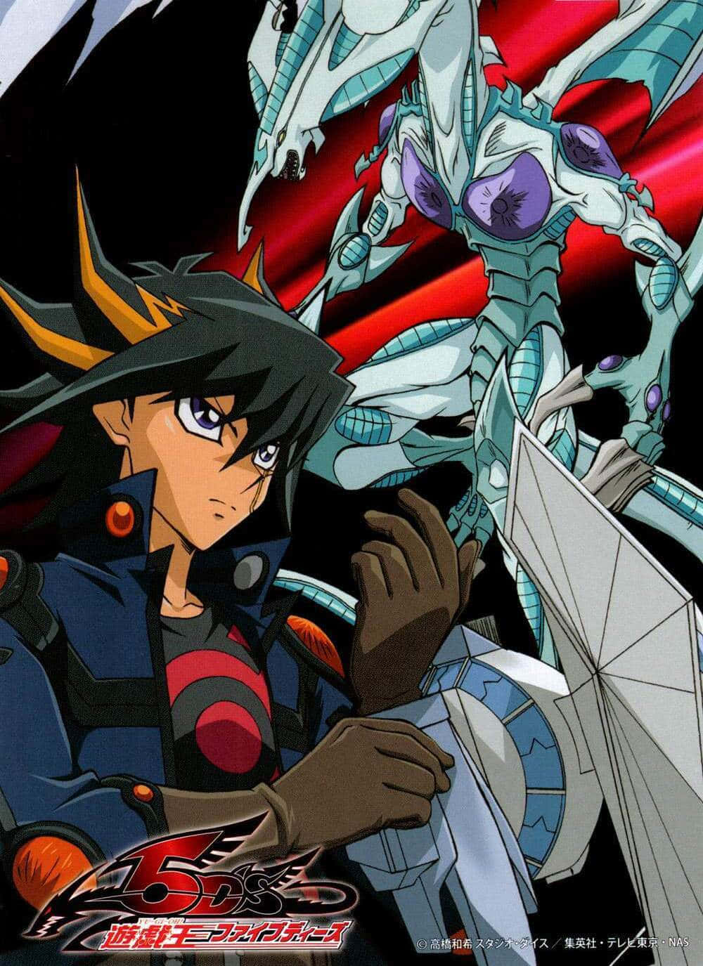 Yusei Fudo wat 'n selfversekerde houding aanneem Muurpapier