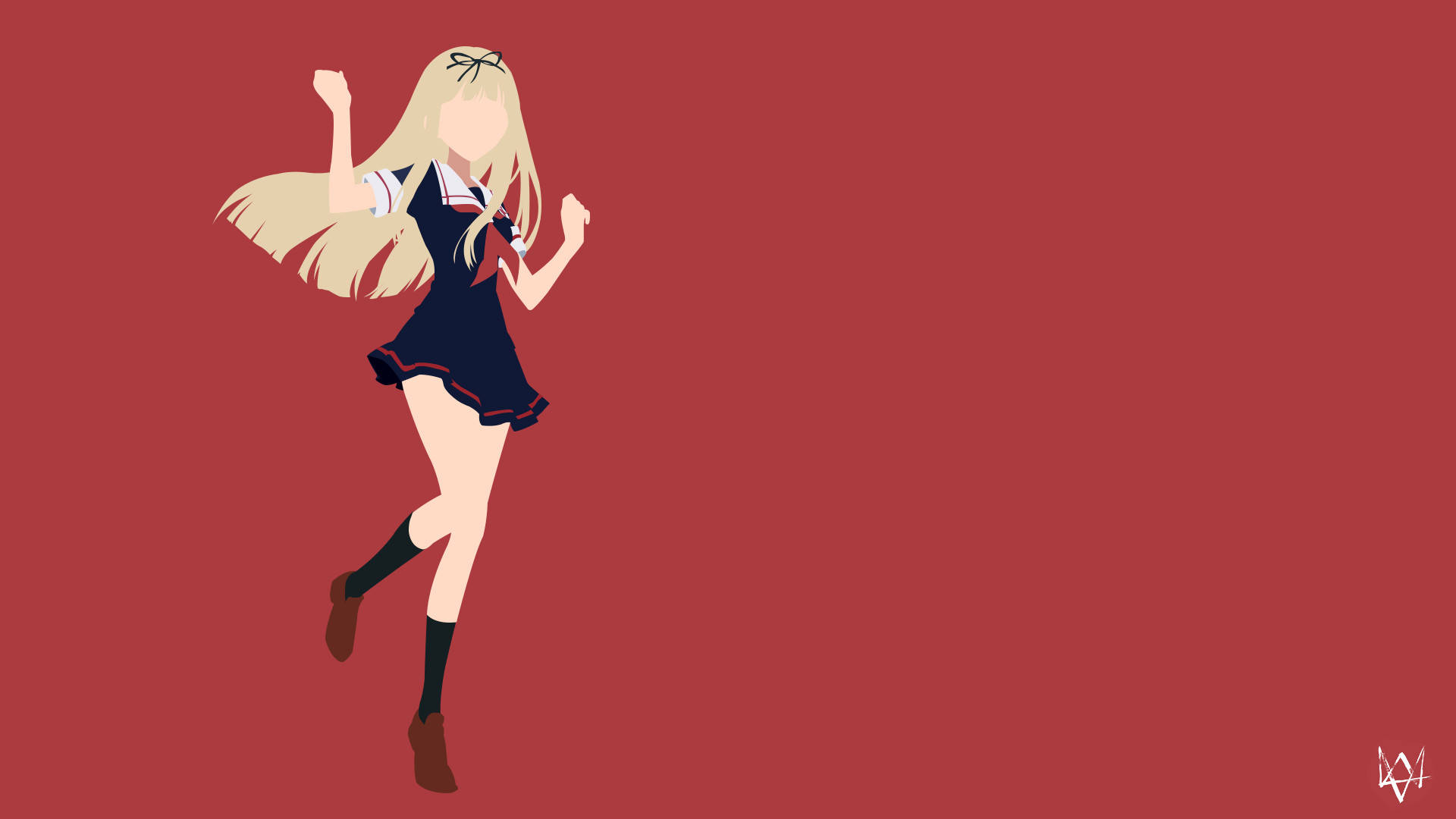 Yuudachi Minimalistiese Anime Muurpapier