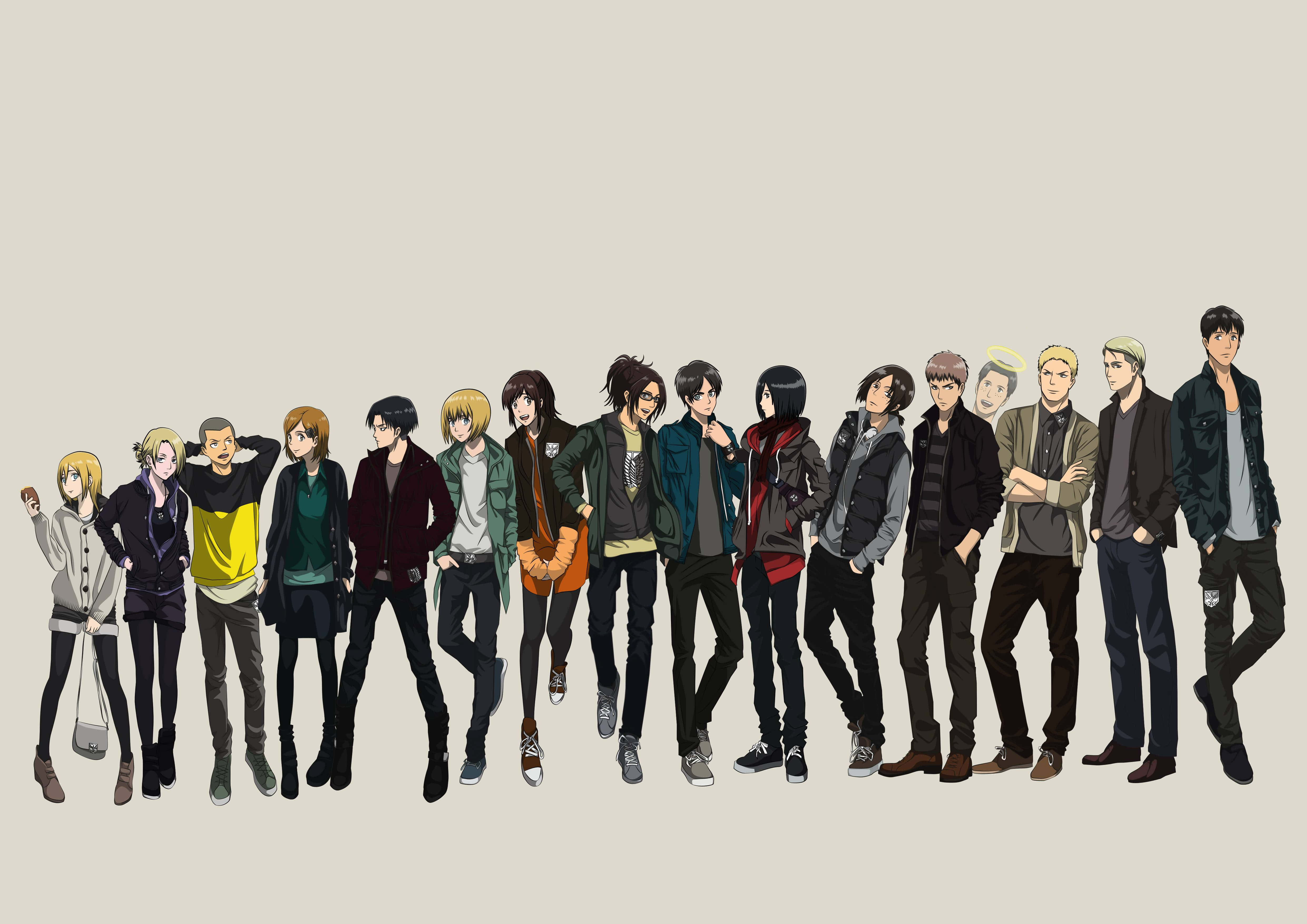 Ywerige Aanhangers van Anime Geniet van Aanval op Titaan - Eren Yeager, Mikasa Ackermann en Armin Arlert Muurpapier