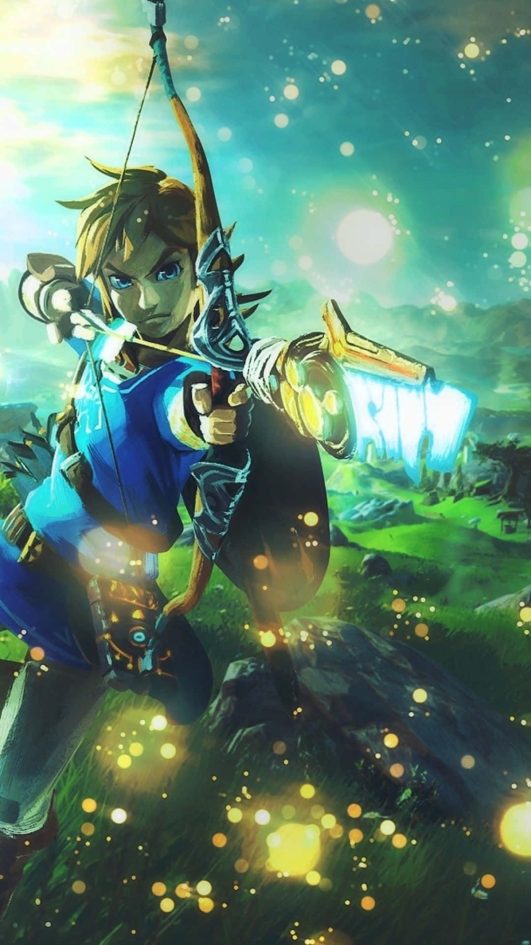 Zelda Botw Link Boog en Pyl Muurpapier