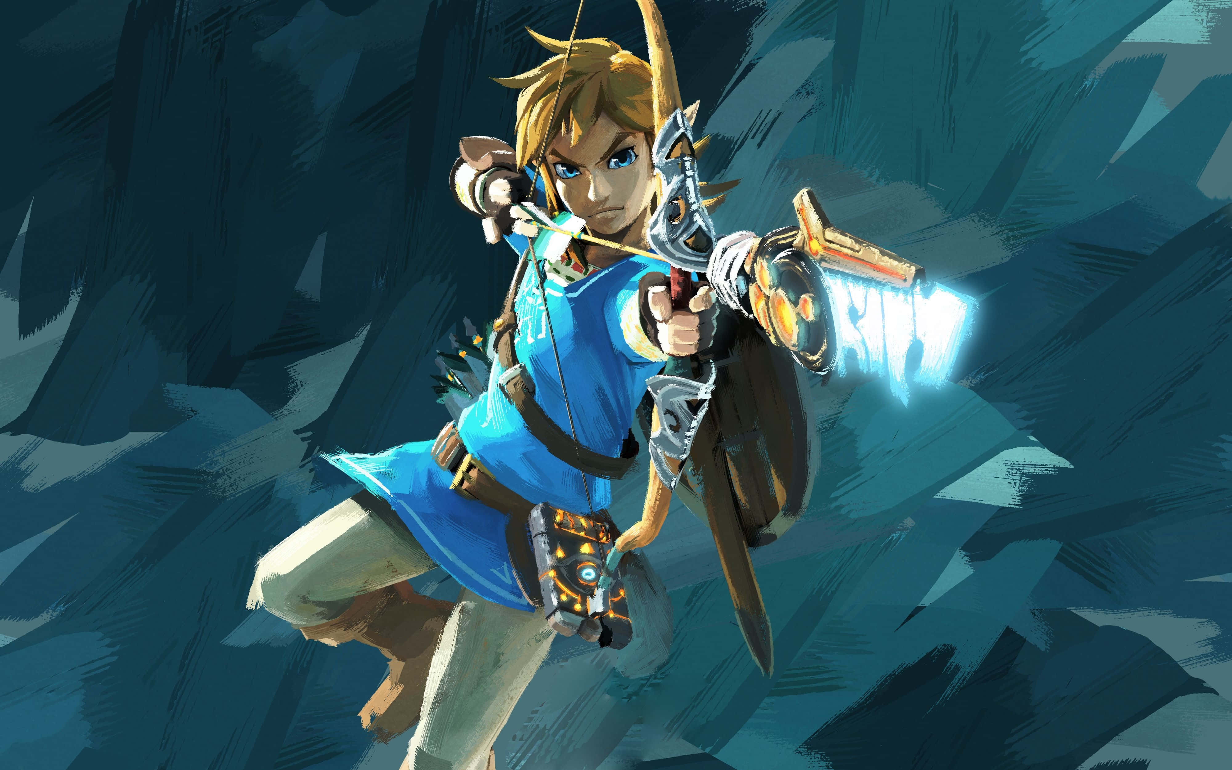 Zelda Breath Of The Wild 4K Link Mik met 'n Gemaakte Pyl Muurpapier