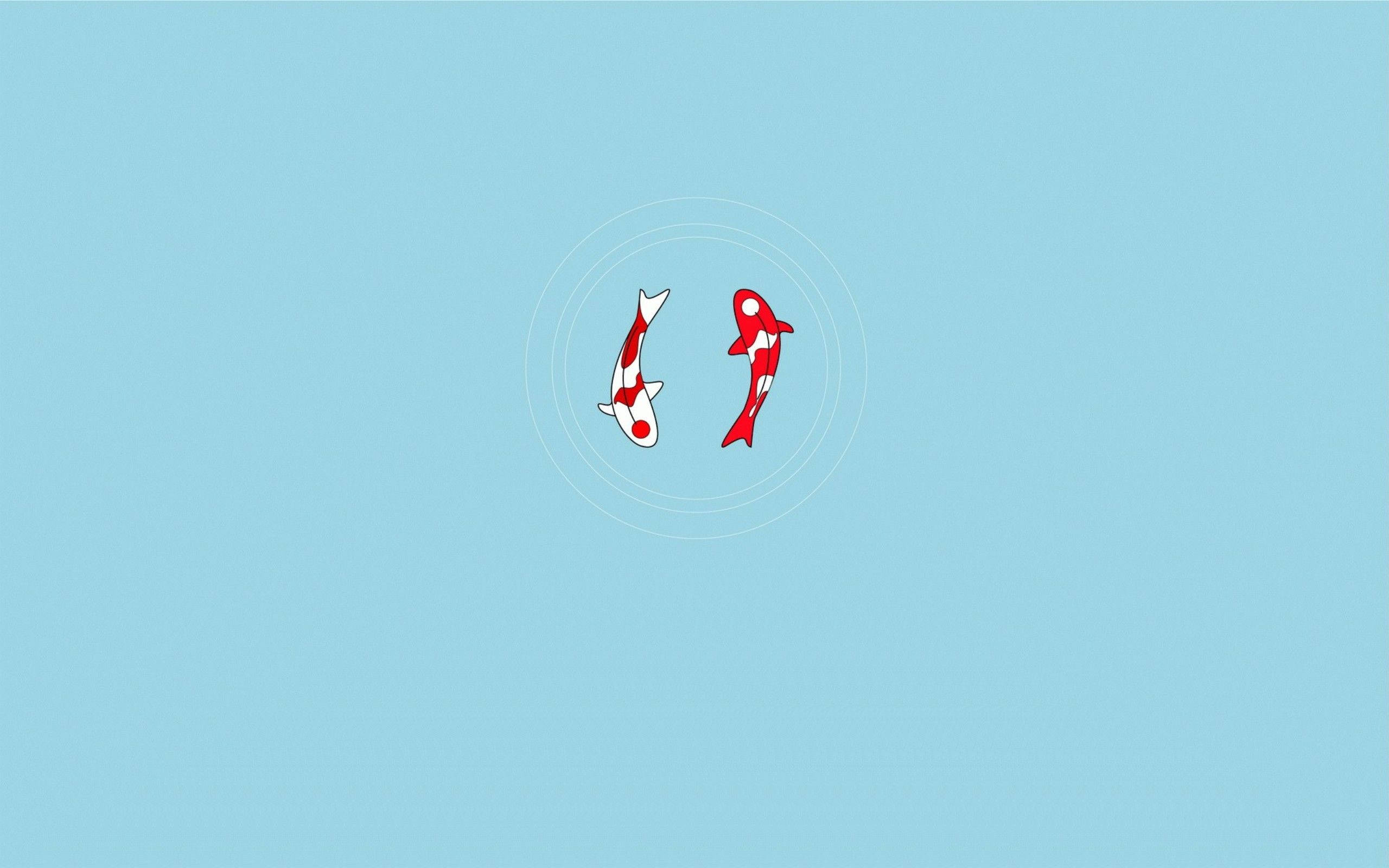 Zen Fish Minimalistiese Skootrekenaarkuns Muurpapier