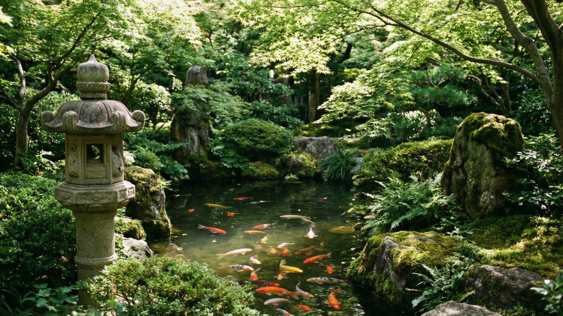 Zen Tuin Koi Muurpapier