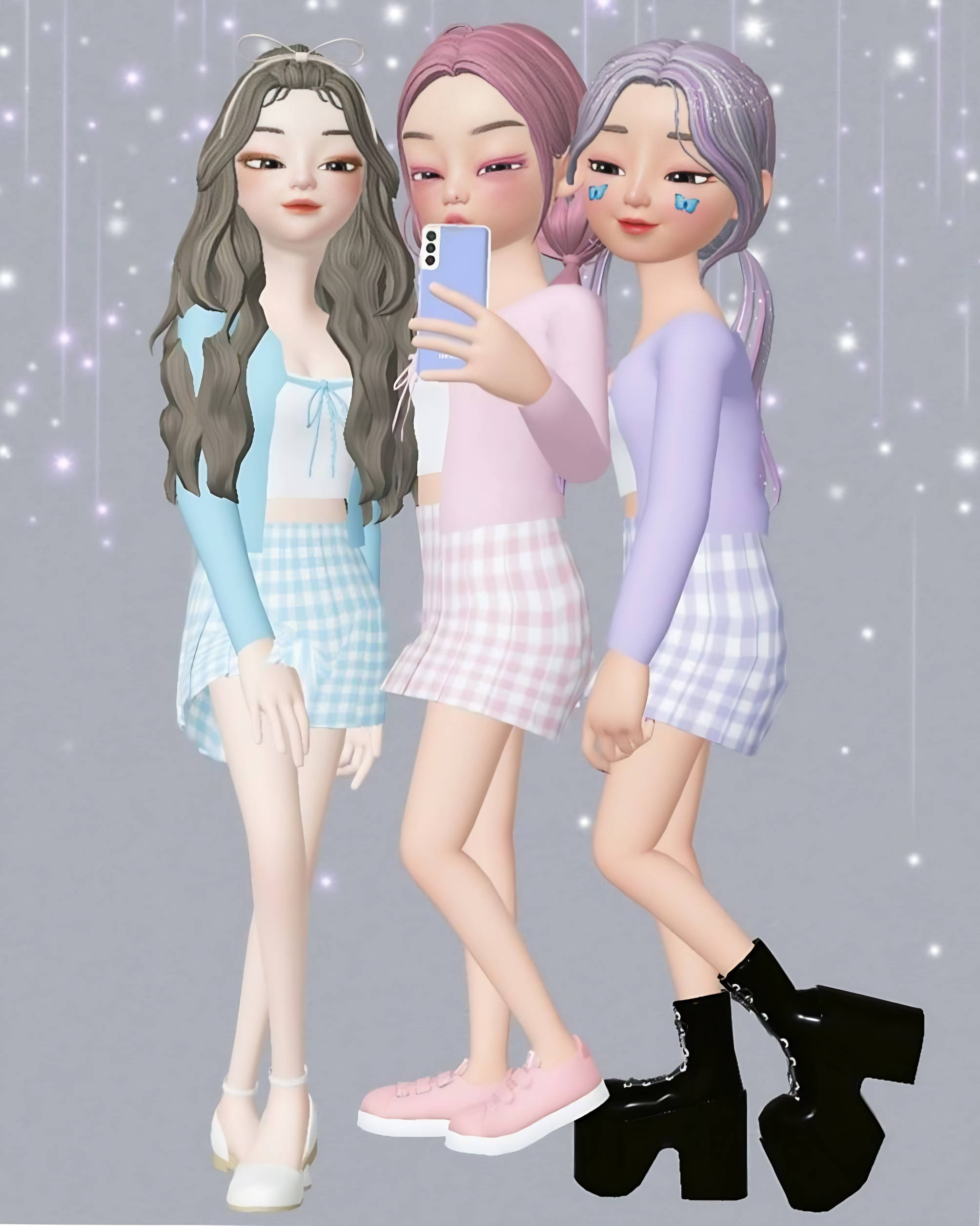 Zepeto Drie Besties Muurpapier