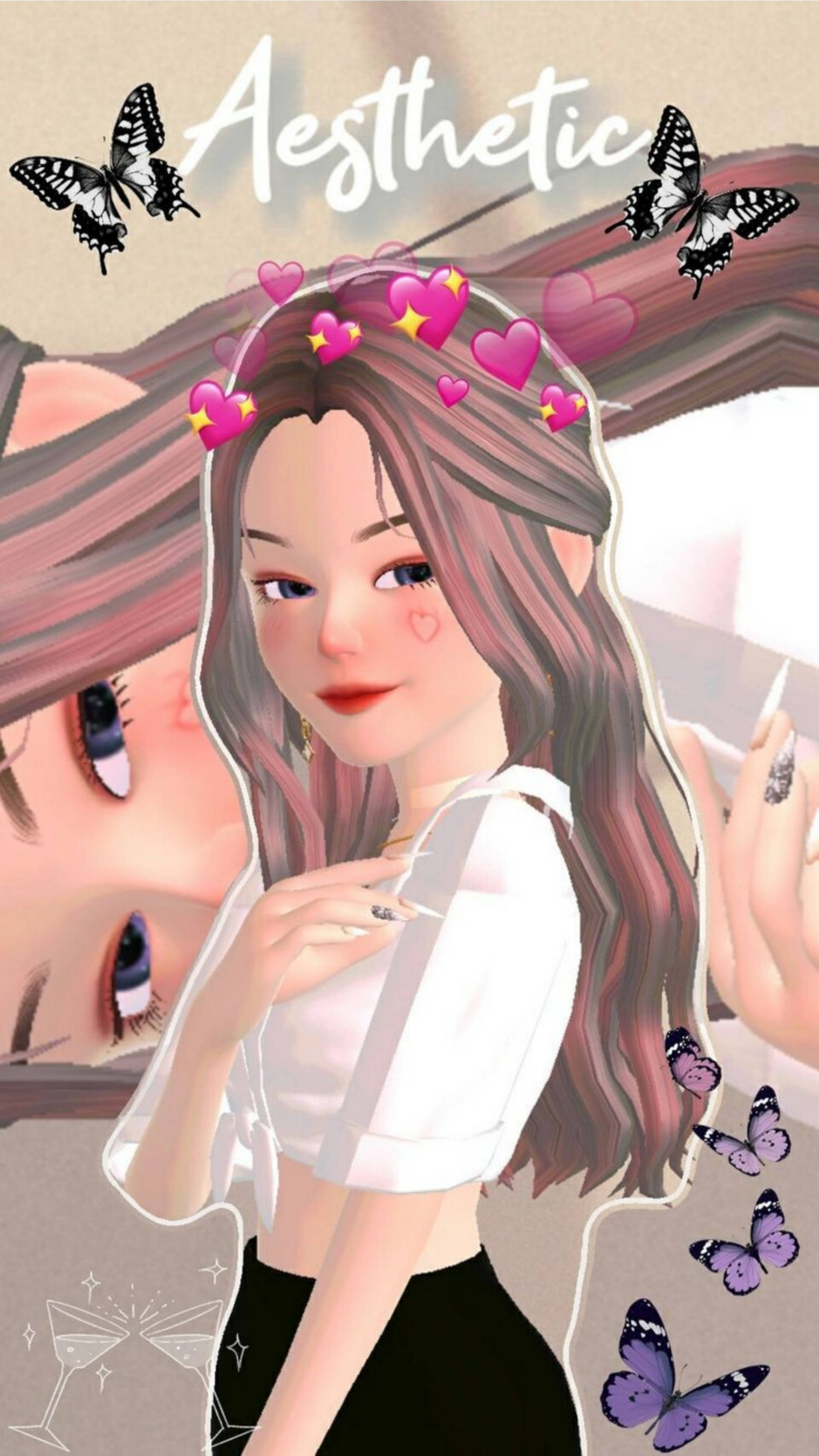 Zepeto Estetiege Meisie Muurpapier
