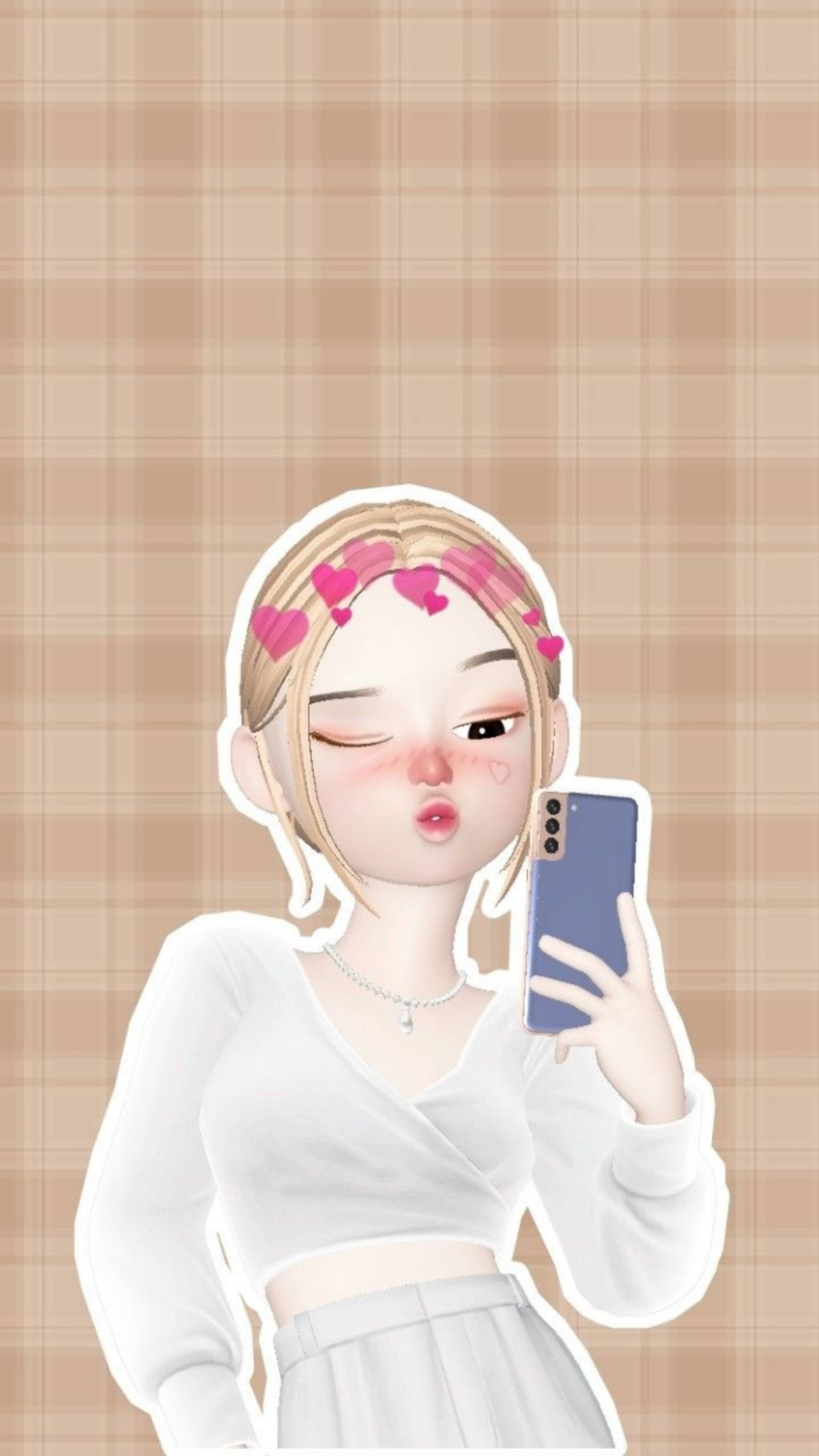 Zepeto Oulike Meisie Met Pruilmondjie Muurpapier