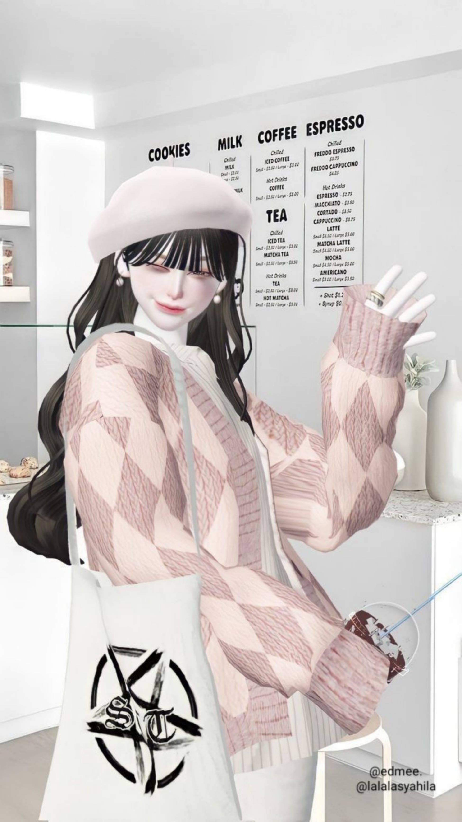 Zepeto Uzzlang Koffieliefhebber Meisie Muurpapier