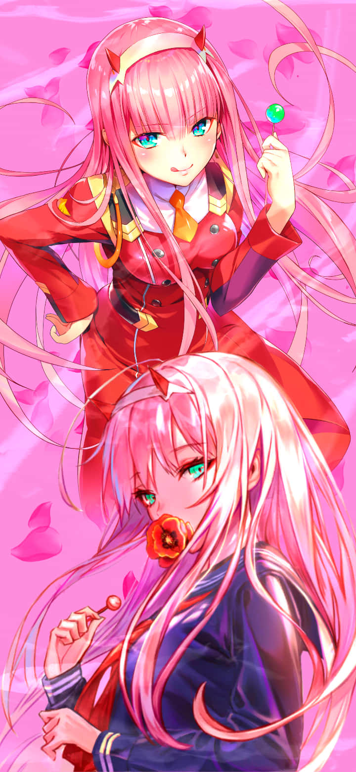 Zero Two in haar Ikoniese Rok Muurpapier