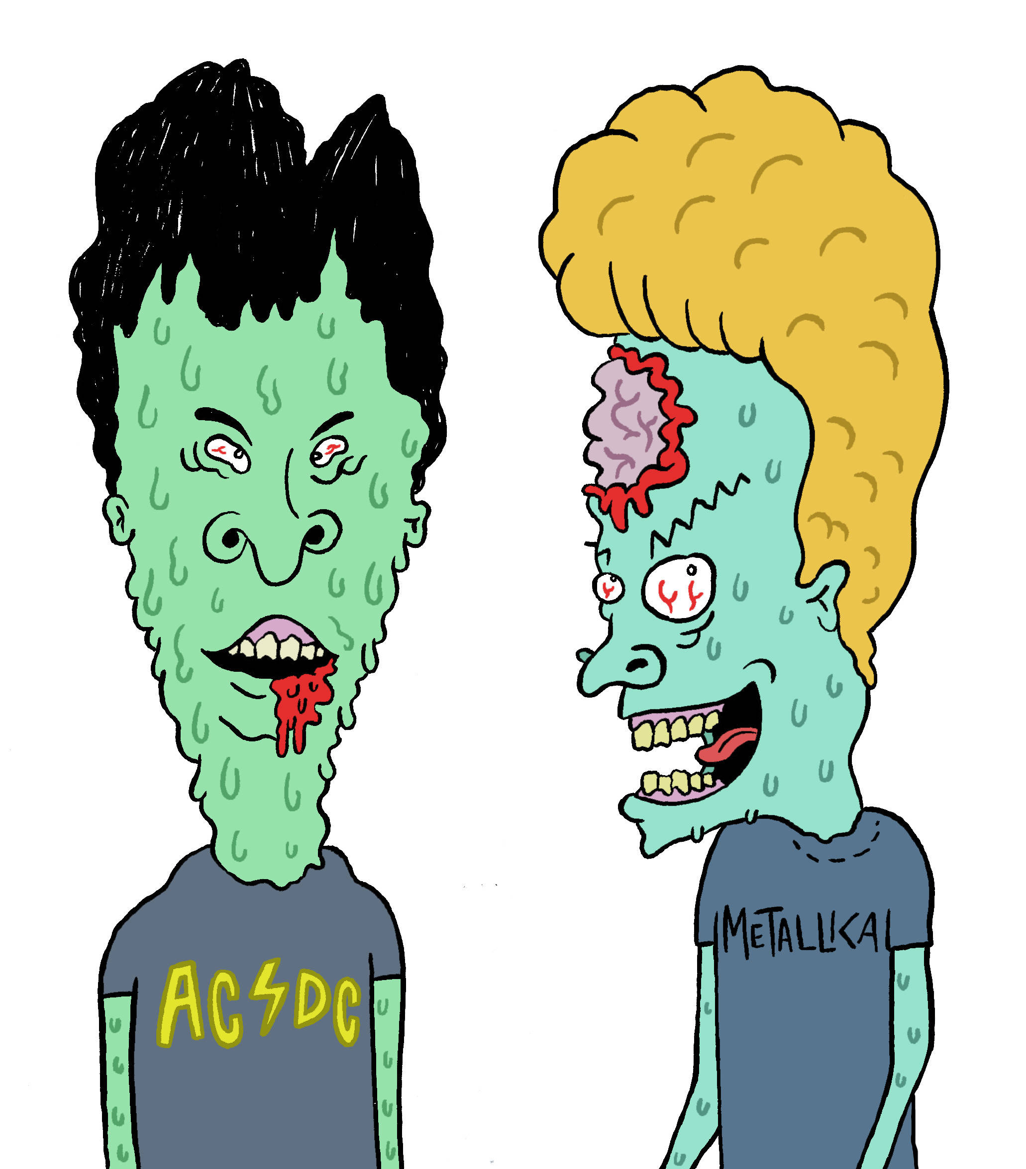 Zombie Beavis en Butt Head Muurpapier