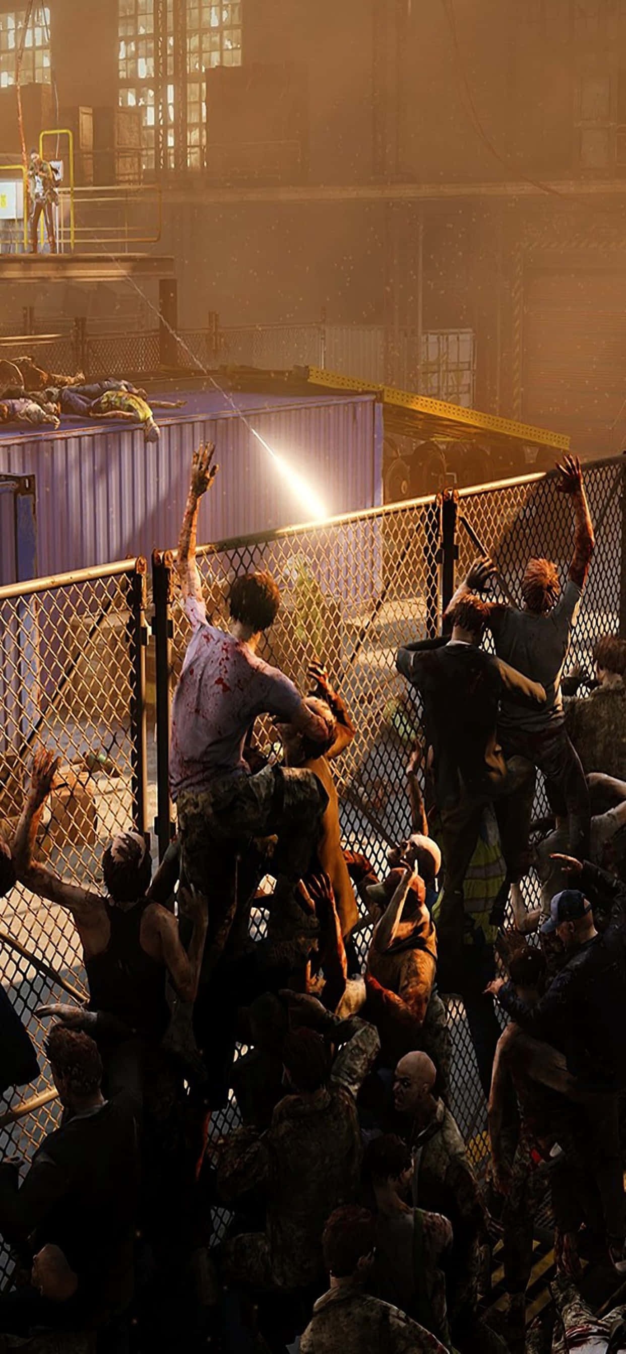 Zombie-omleidingsversperring iPhone XS Max World War Z-agtergrond Muurpapier