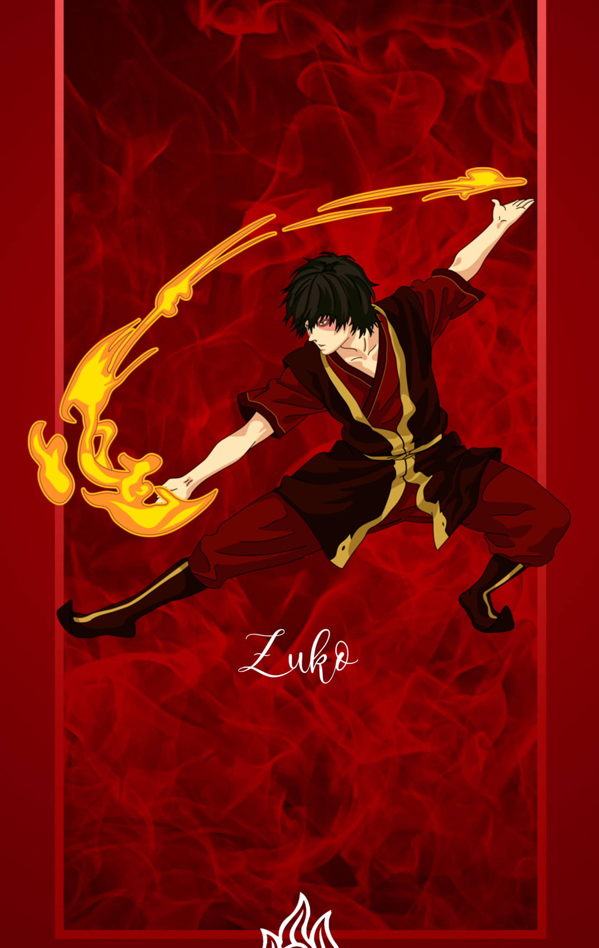 Zuko in Rooi Fluweel Vuur Muurpapier