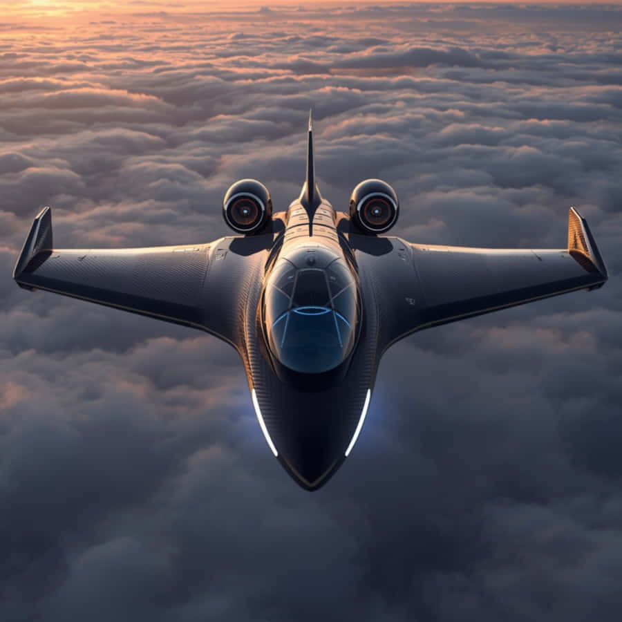 futuristies,vliegtuig,straalvliegtuig,straler,vliegtuig,lugvaart,wolke,hemel,vlug,tegnologie,sonsondergang,wolkelandskap,modern,vervoer,innovasie,toekoms,business jet,reis,luxe,hoë tegnologie