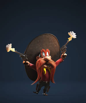 3D-animasiekuns Yosemite Sam donkergroen plakpapier. — Galaxy Z Vou 5 Muurpapier