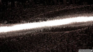 3D-refleksie-illusie gemaak van swart strukture muurpapier
