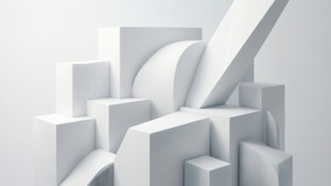 'n Moderne 3D- abstrakte samestelling van wit geometriese vorms met subtiele gradiënte. — Wit estetiese Muurpapier