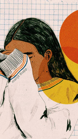 Abstracte Morena-meisie-estetika — Abstrakte kuns GIF Muurpapier