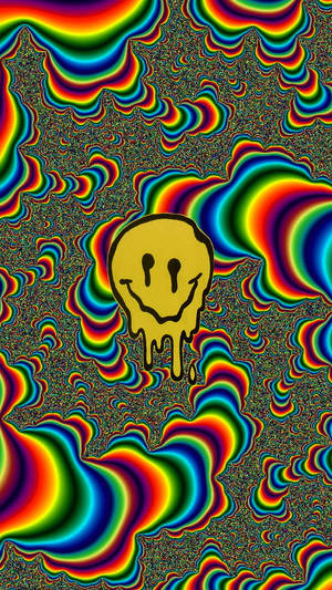Abstracte Smeltende Smiley Dromerige Estetiek — Trippige estetiek Muurpapier