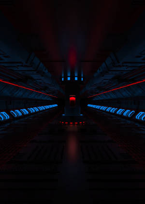 Futuristiese Kamer met Ligblou Ligte muurpapier — OnePlus Pad Muurpapier