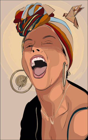 Alicia Keys Digitale Illustrasie agtergrond — Moto Pad 70 Muurpapier