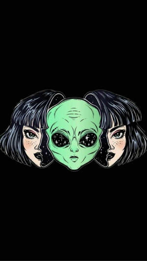 Alienmeisie Trippy Estetika — Trippige estetiek Muurpapier