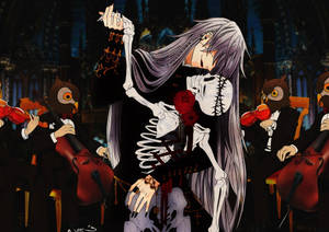 Anime Dansseun met Geraamte muurpapier — Anime dans Muurpapier