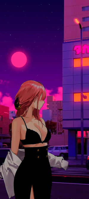 Anime-gebou Vaporwave — Vivo V70 Lite Muurpapier