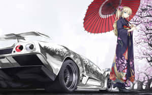 Anime Motor agtergrond — Anime kar Muurpapier