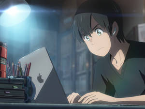 Anime-kerf tik op Macbook-skootrekenaar — MacBook Muurpapier