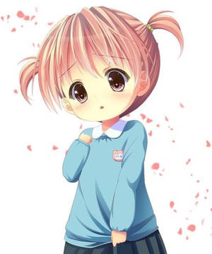 Anime-kind met pienk hare muurpapier — Snoesige anime meisie Muurpapier