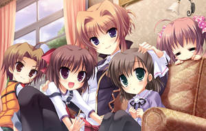 Anime kinders Eindelose Jade See agtergrond — Anime kinders Muurpapier