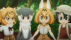 Anime Kinders in Dierekostuums agtergrond — Anime kinders Muurpapier