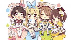 Anime kinders kleurvolle rokke agtergrond — Anime kinders Muurpapier