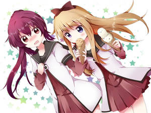 Anime-lesbiër Ayano en Kyoko-agtergrond — Anime lesbiër Muurpapier