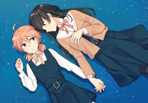Anime lesbiër konstellasie kuns-agtergrond — Anime lesbiër Muurpapier