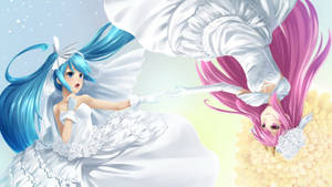 Anime-lesbier Miku en Chuchu-agtergrond — Anime lesbiër Muurpapier