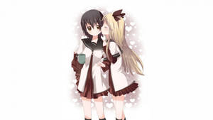 Anime-lesbier Yui en Kyoko-agtergrond