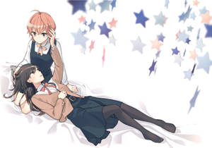 Anime-lesbiërs sterre-kuns-agtergrond — Anime lesbiër Muurpapier
