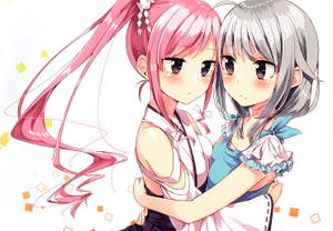 Anime-lesbiese meisies in liefde-agtergrond — Anime lesbiër Muurpapier