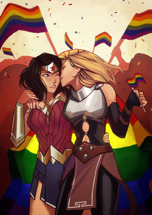 Anime-lesbiese superheldinne-agtergrond — Anime lesbiër Muurpapier