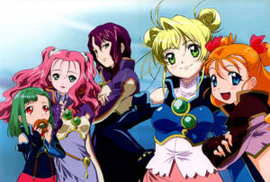 Anime lesbiese Simoun karakters agtergrond — Anime lesbiër Muurpapier