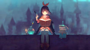 Anime Lewende Kind Op Dak agtergrond — Anime kinders Muurpapier