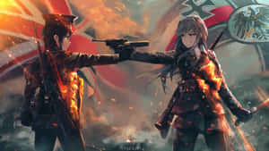 Anime Lewende Vroulike Soldate-agtergrond