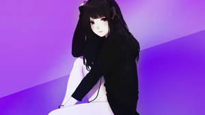 Anime Meisie Kapoetsbaadjie in Swart agtergrond — Anime meisie hoodie Muurpapier
