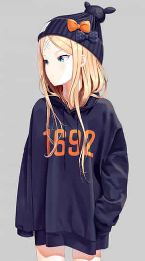 Anime Meisie Kapstrok prente — Snoesige anime meisie Muurpapier