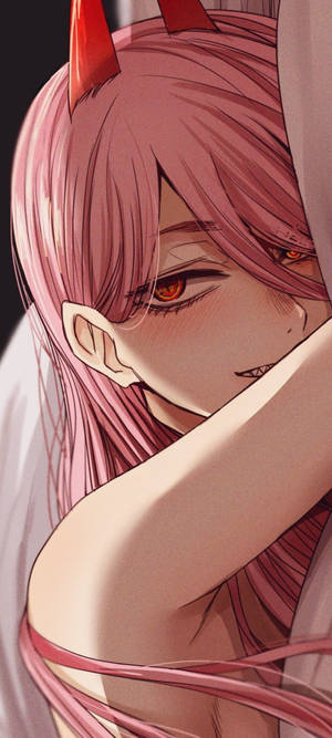 Anime Pienk Baddie Met Horings — Tecno Pova Curve Muurpapier
