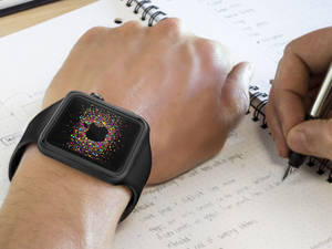 Apple Watch Met Swart Silikoonband agtergrond — Apple Watch Muurpapier
