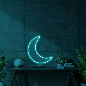 Aqua Neon Maan-agtergrond — Neon maan Muurpapier
