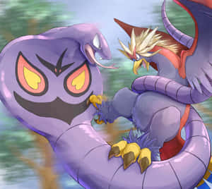 Arbok teen Braviary — Pokemon Foon Muurpapier