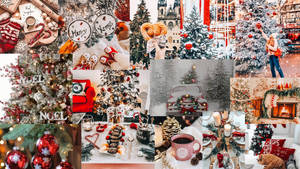 Arktiese Weer Kersfees Collage agtergrond — Kersfees collage Muurpapier
