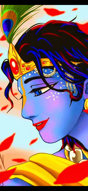 Baba Krishna HD Kleurvolle Tekening — Galaxy S24 FE Muurpapier
